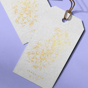 Gold Foil Elegant Drawn Botanical Monogram Wedding Gift Tags