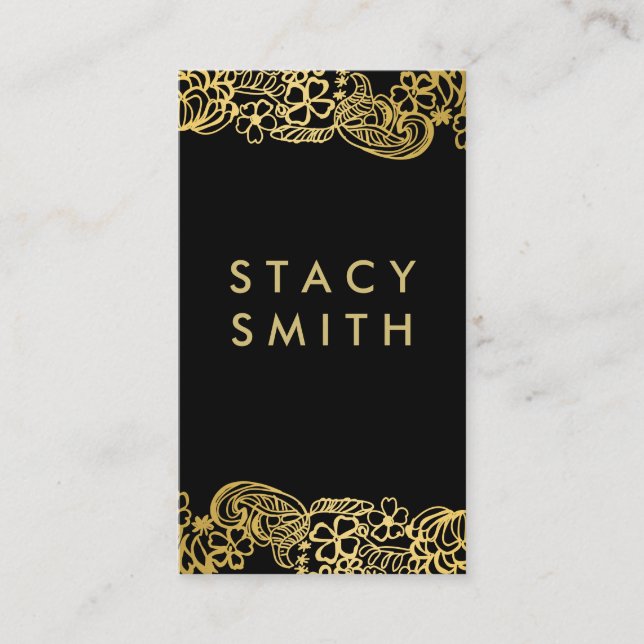 Gold Foil Elegant Floral Pattern Business Card (Front)