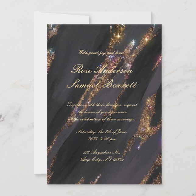 Gold Foil Elegant Monogram Wedding Invitation (Front)