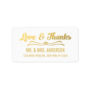Gold Foil Elegant Wedding Thank You Address Label