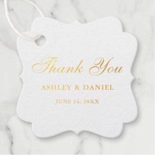 Gold Foil Elegant Wedding Thank You Favour Tags