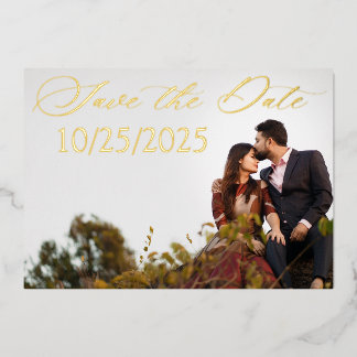 Gold Foil Engagement Save the Date