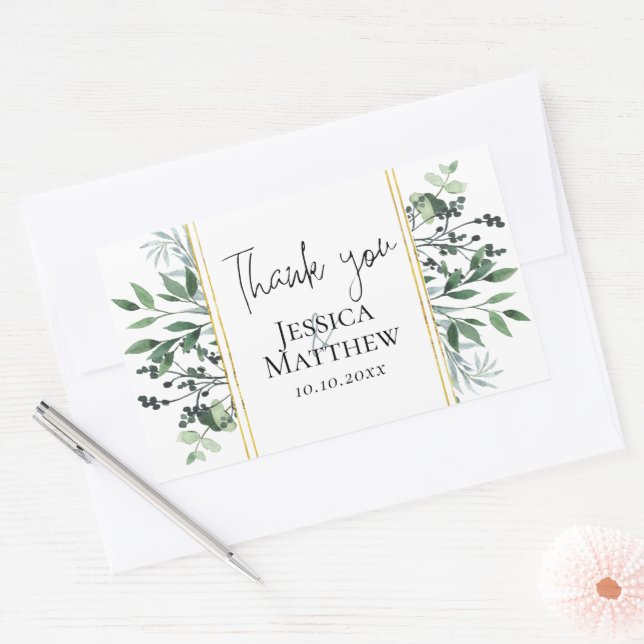 Gold Foil Eucalyptus Wedding Stickers (Envelope)