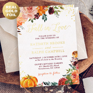 Gold Foil Fall in Love Autumn Floral Wedding