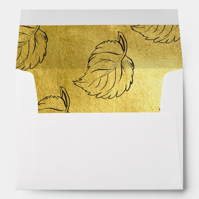 Gold Foil Fall Leaf Envelope (Back (Bottom))