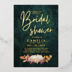 GOLD FOIL Fall Pumpkin Green BRIDAL SHOWER QR Code
