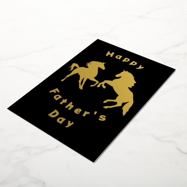 Gold Foil Father's Day Card with Couple Horse (Rotated)