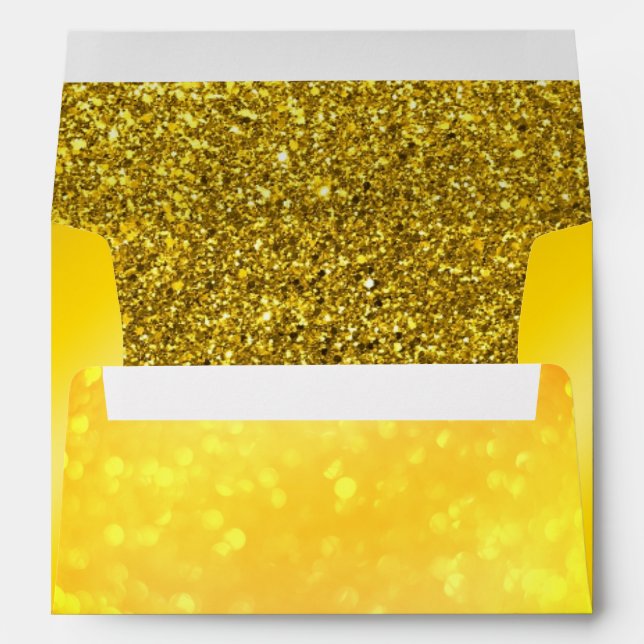 Gold Foil Faux Glitter Confetti Weddin Envelopes (Back (Bottom))