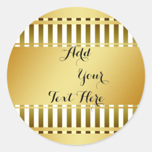 Gold Foil Faux Glitter Customise Classic Golden Round Sticker