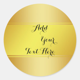 Gold Foil Faux Glitter Customise Classic Golden Round Sticker