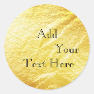 Gold Foil Faux Glitter Customise Classic Round Sticker