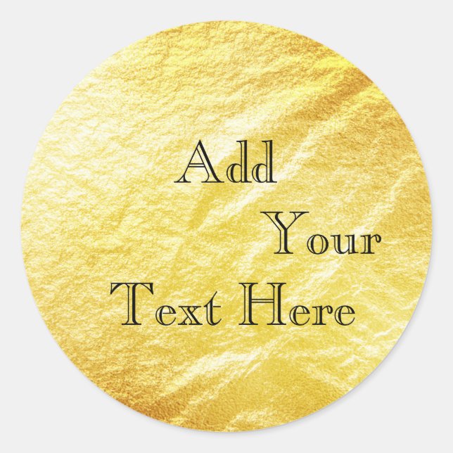 Gold Foil Faux Glitter Customise Classic Round Sticker (Front)