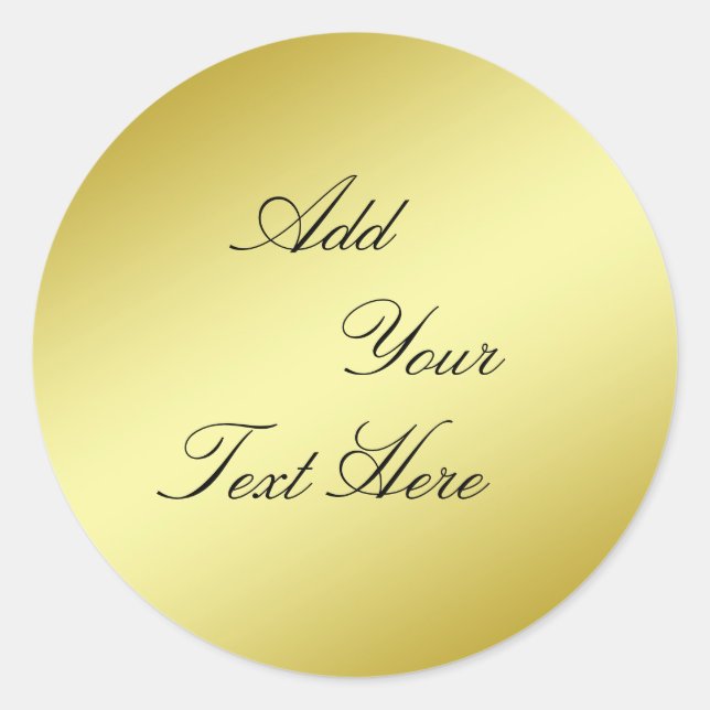 Gold Foil Faux Glitter Customise Classic Round Sticker (Front)