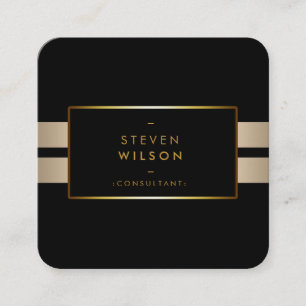 Gold Foil Faux Web Modern Computer Financial Square Business Card