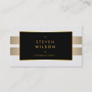 Gold Foil Faux white Web Computer Financial Business Card