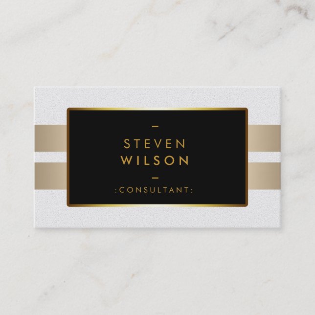 Gold Foil Faux white Web Computer Financial Business Card (Front)