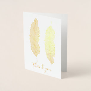 Gold Foil Feather Thank You Card