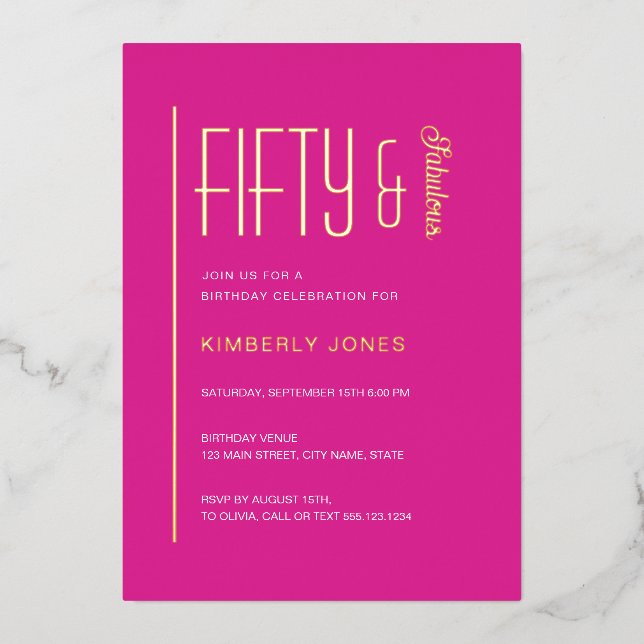 Gold Foil Fifty and Fabulous 50th Birthday Party (Front)