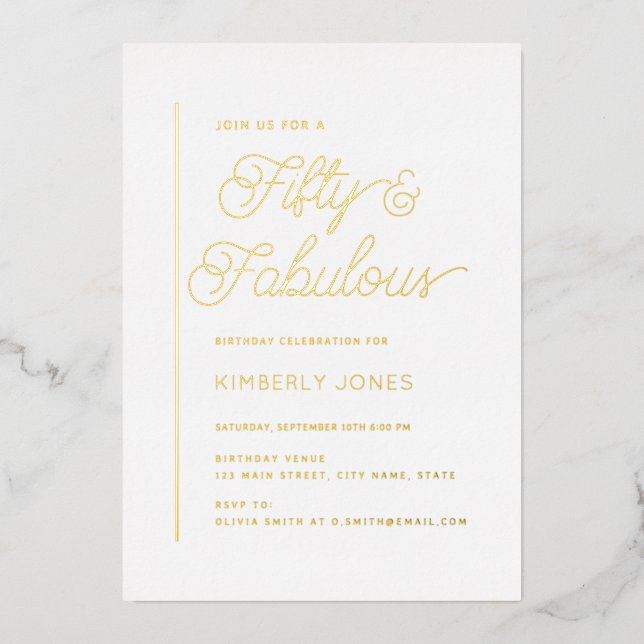 Gold Foil Fifty and Fabulous 50th Birthday Party (Front)