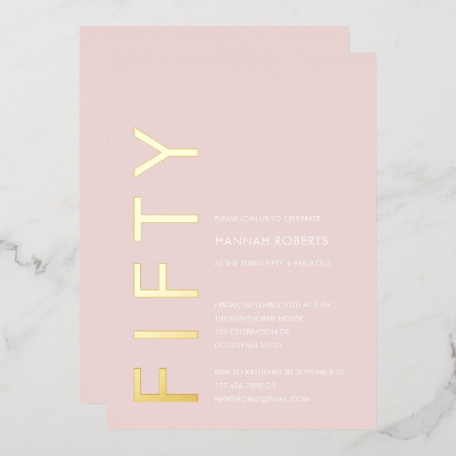 Gold Foil Fifty and Fabulous 50th Birthday Party (Front/Back)