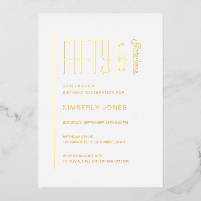 Gold Foil Fifty and Fabulous 50th Birthday Party (Front)