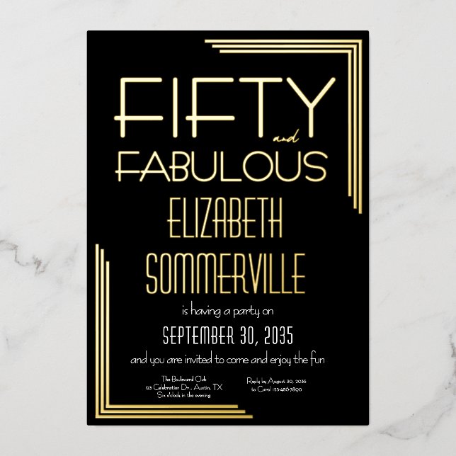 Gold Foil Fifty and Fabulous 50th Birthday Party (Front)