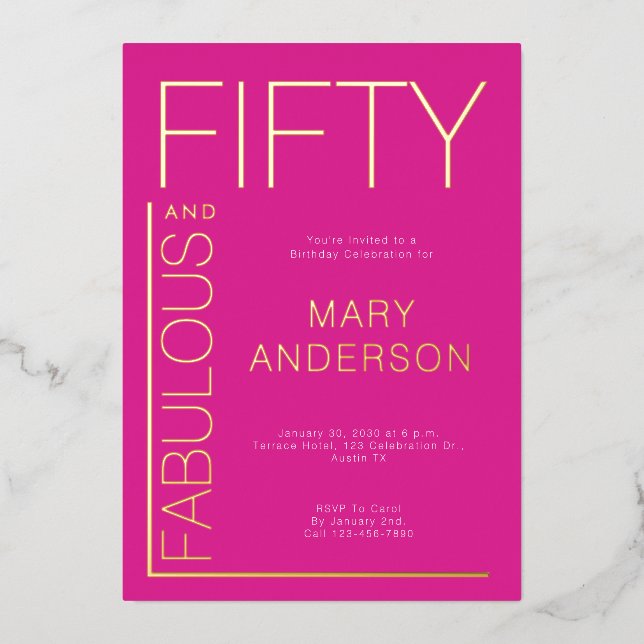 Gold Foil Fifty and Fabulous 50th Birthday Party (Front)