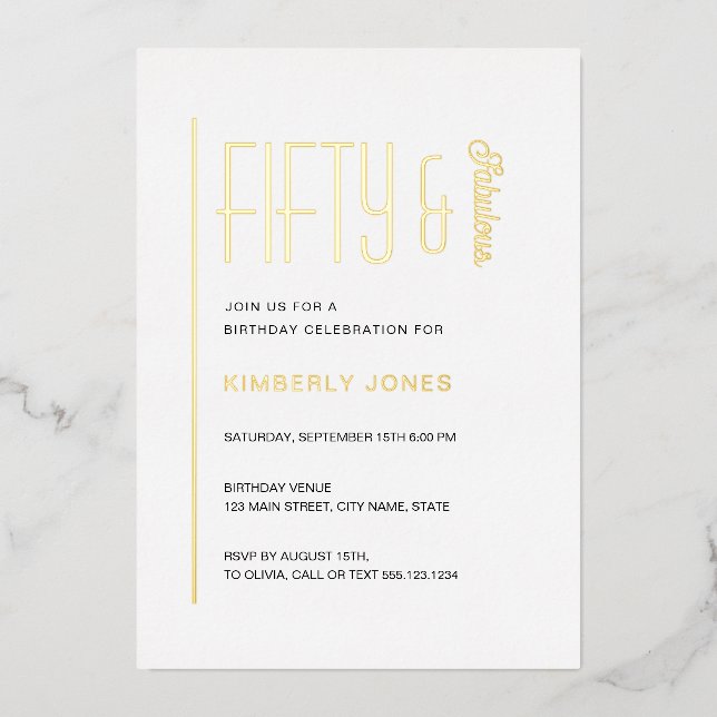 Gold Foil Fifty and Fabulous 50th Birthday Party (Front)
