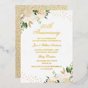 GOLD FOIL Floral 50th Anniversary