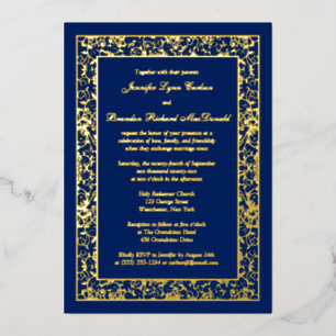 Gold Foil Floral Filigree Wedding Invite