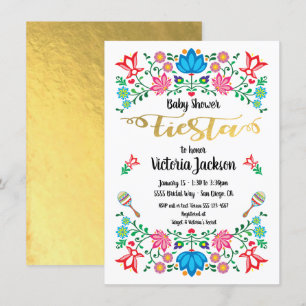 Gold Foil Floral Mexican Fiesta Baby Shower Invitation