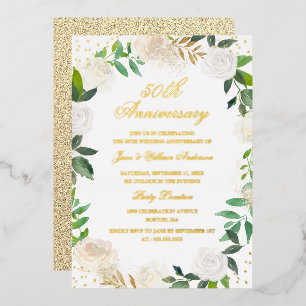 GOLD FOIL Floral Wreath Anniversary 