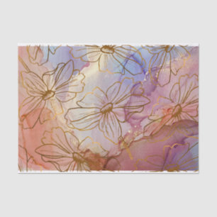 Gold Foil Florals on Colourful Abstract Tissue Pa Paper