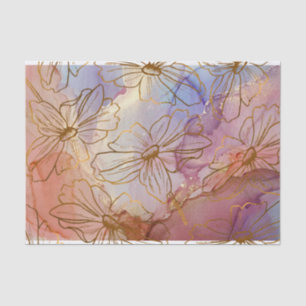 Gold Foil Florals on Colourful Abstract  Tissue Paper