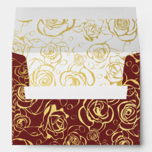 Gold Foil Flowers and Burgundy Envelopes