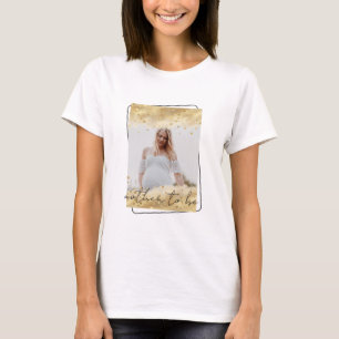 Gold Foil Frame Mum Photo Pregnancy T-Shirt