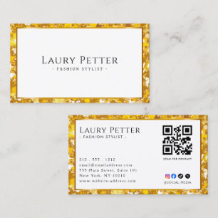 gold foil frame Professional QR Code Business Card