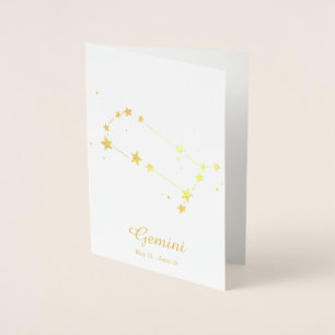 Gold Foil GEMINI Zodiac Sign Constellation Card
