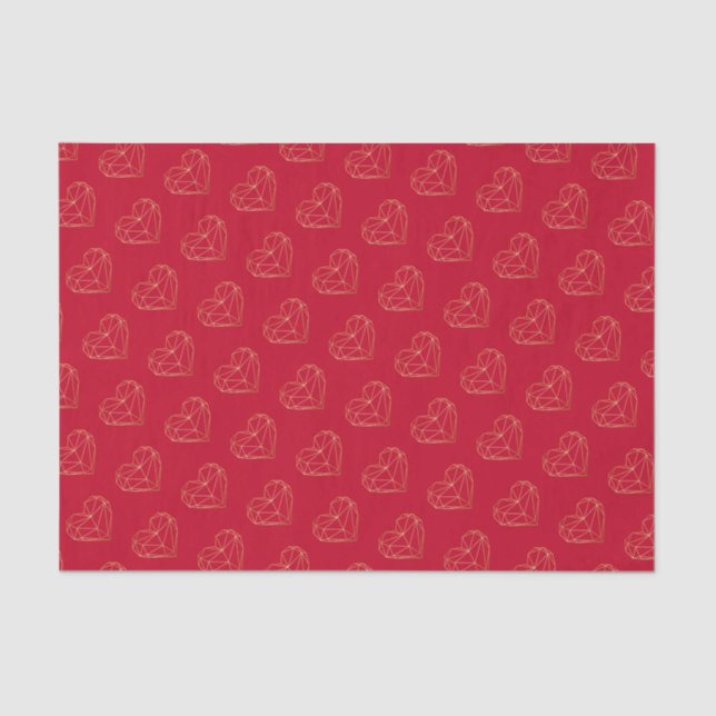 Gold Foil Geometric Heart Valentine's Day Tissue Paper (Front)