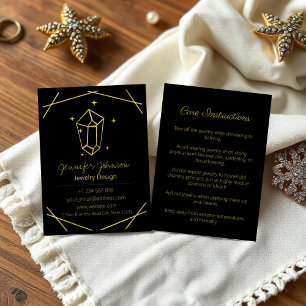 Gold Foil Geometric Jewellery Care Business Card