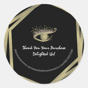 Gold Foil Geometric Lash Beauty Salon Business Classic Round Sticker