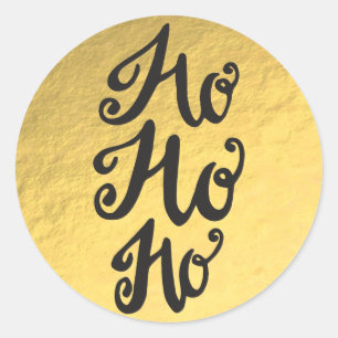 Gold Foil Glam Shiny Holiday Christmas Ho HO HO Classic Round Sticker