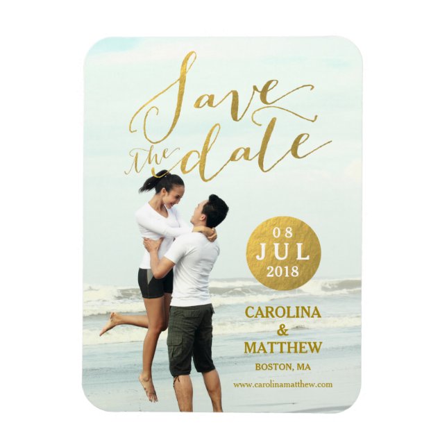 Gold Foil Glamour | Photo Save the Date Magnet (Vertical)