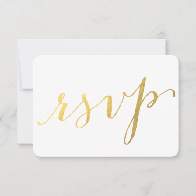 Gold Foil Glamour Printed | Wedding RSVP Card (Front)