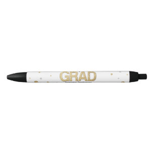 Gold Foil Glitter Confetti Graduation Party Custom Black Ink Pen