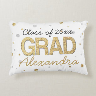 Gold Foil Glitter Confetti Graduation Party Custom Decorative Cushion