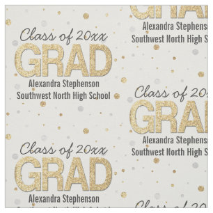 Gold Foil Glitter Confetti Graduation Party Custom Fabric