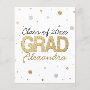 Gold Foil Glitter Confetti Graduation Party Custom Flyer