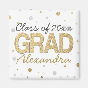 Gold Foil Glitter Confetti Graduation Party Custom Magnet