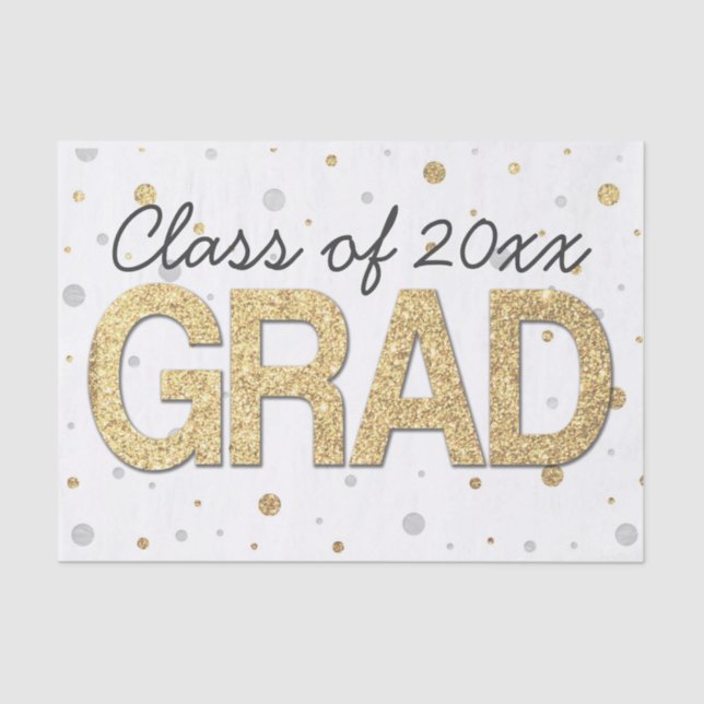Gold Foil Glitter Confetti Graduation Party Custom Tissue Paper (Front)